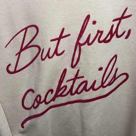 Wildfox Sz S But First Cocktails Sweatshirt Pink Pullover Soft Girl Brunchcore - Picture 3 of 7